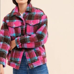 The Apparis Faux Shearling Plaid Jacket